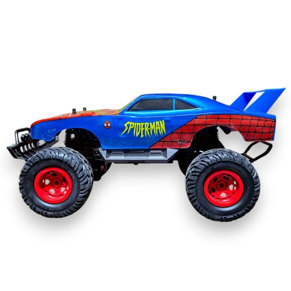 Marvel Spiderman JADA RC 1969 Dodge Charger Daytona Blue & Red - Picture 1 of 10